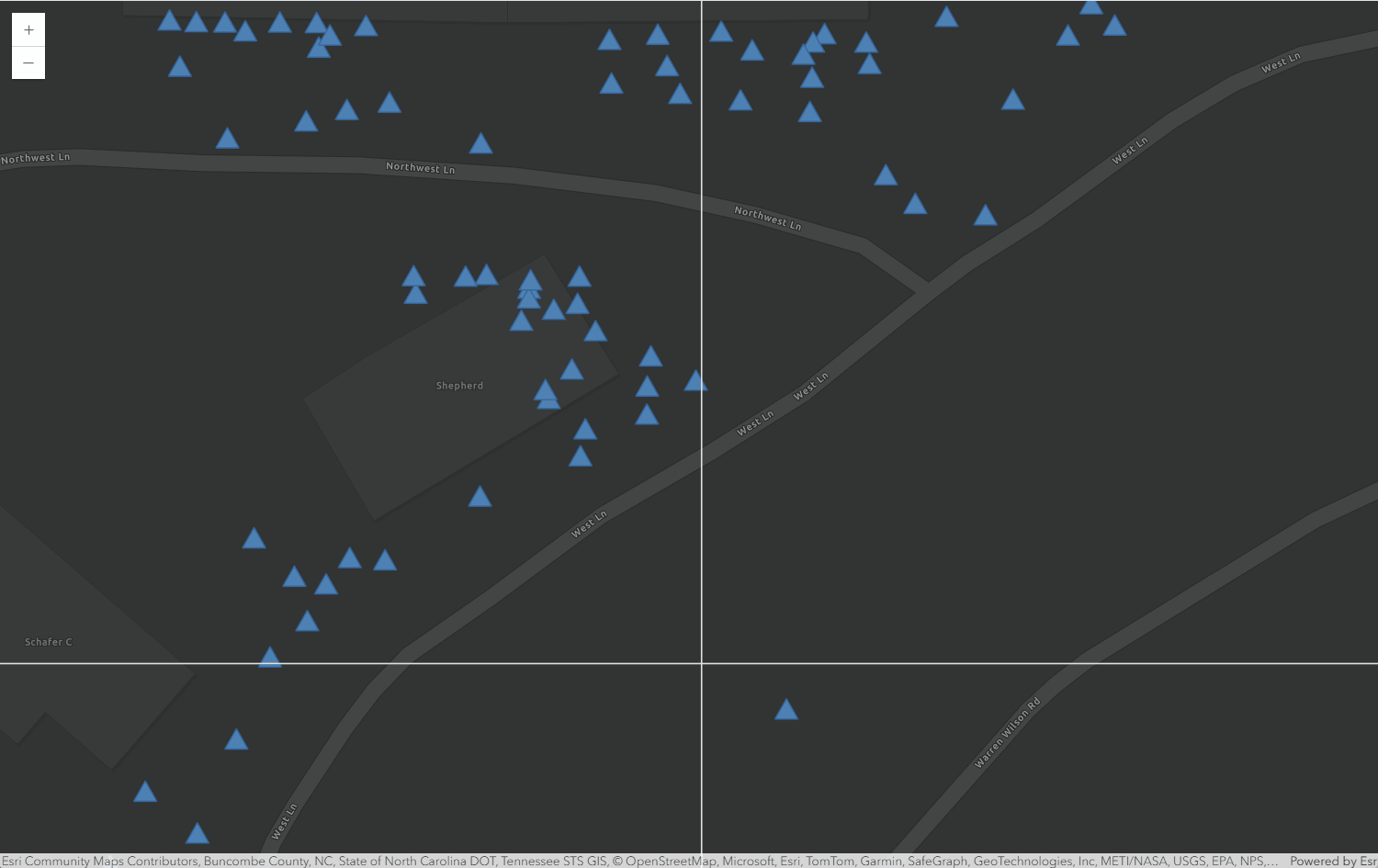 Animated .gif showcasing when cursor over point feature, crosshair animation is seen.
