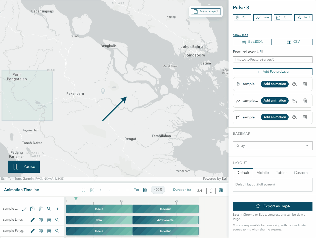 Animated .gif showcasing Pulse 3 animated map layers and timeline controls.
