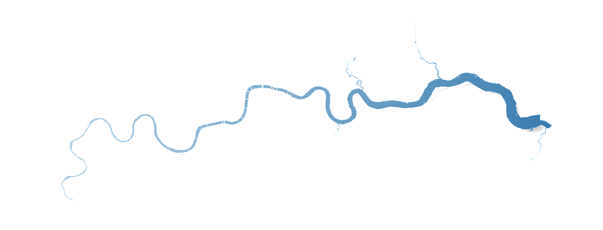 A gradient, dropshadow representation of the river thames